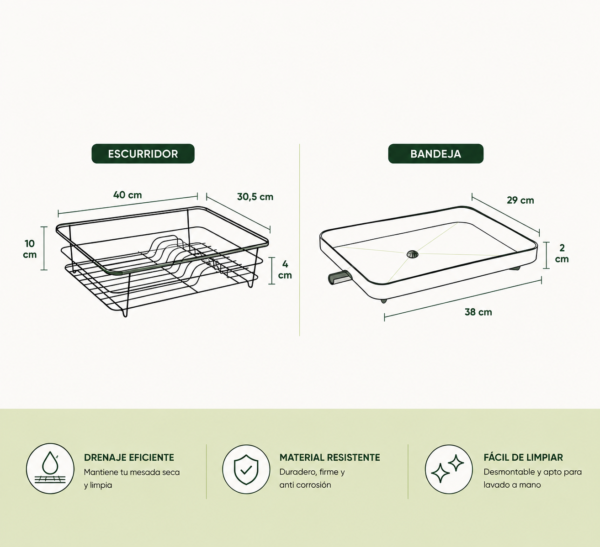 Escurridor de platos metálico