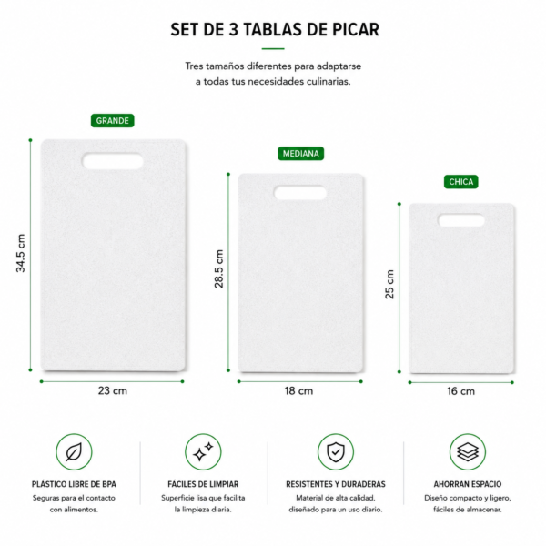 Set x3 de tablas de plástico